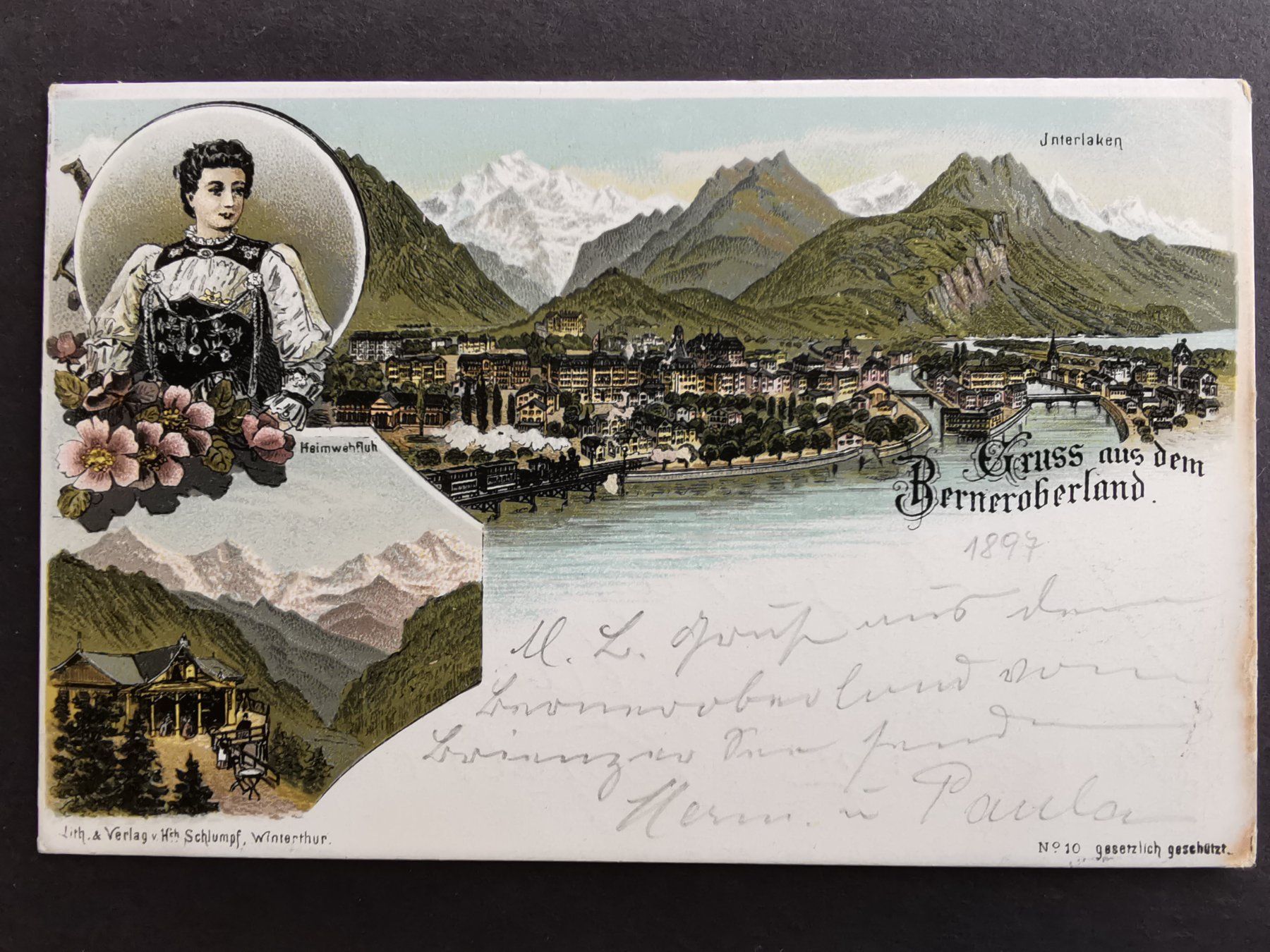 Ansichtskarten: Ansichtskarte Interlaken   Berner Oberland  1897  Brünig – Gebraucht aus Rheineck von kat_7gld
