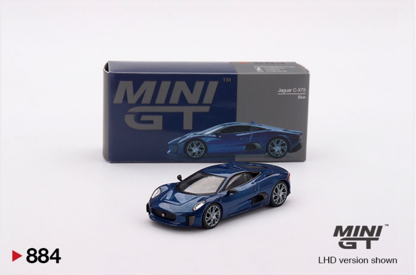 Jaguar Modellini d'auto: Jaguar C-X75 Blue 1/64 Mini GT – Nuovo e nell'imballaggio originale da Wohlen AG venduto da PrivatSammlung