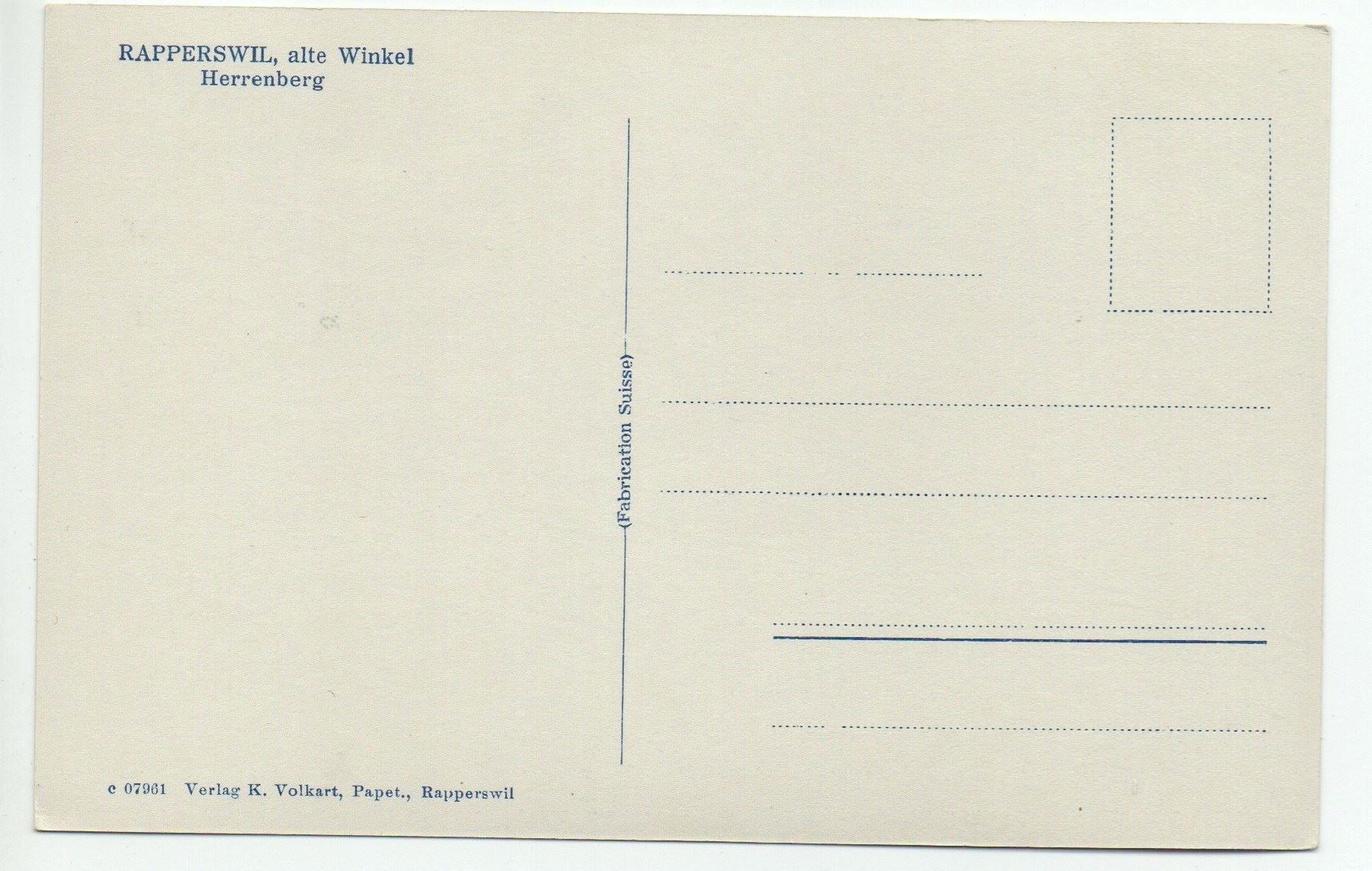 Cartoline postali: RAPPERSWIL alte Winkel, Herrenberg – Nuovo (secondo la descrizione) da Jona venduto da philajona 1