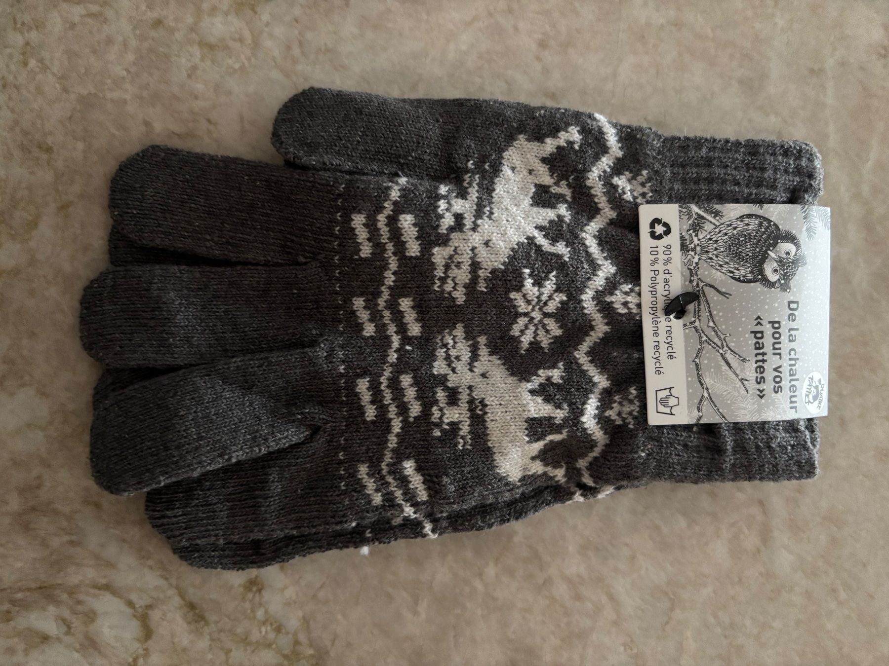 Guanti & manicotti: Winterhandschuhe Grau mit Hirschmuster, Neu, Grösse M – Nuovo e nell'imballaggio originale da Weissbad venduto da Bausely 1