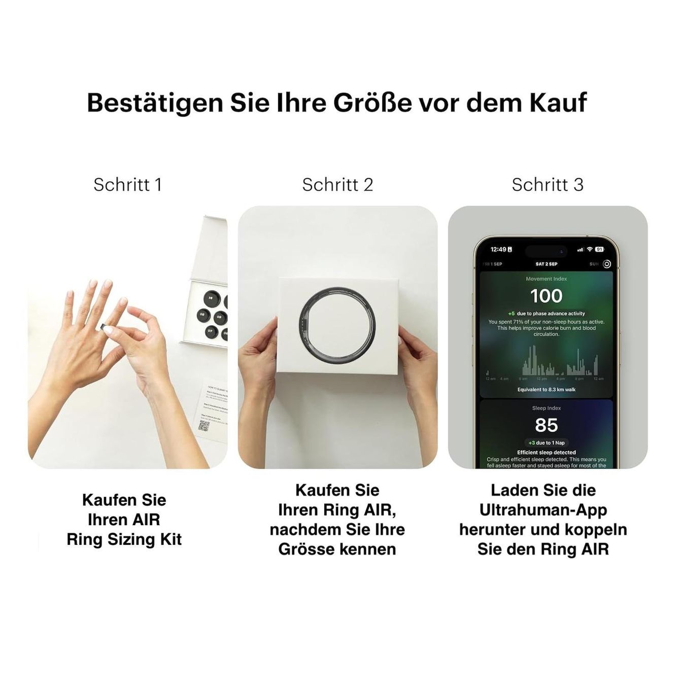 Anelli: Ultrahuman AIR Kit mit Ring Grösse/Farbmuster und Kauf-Code – Nuovo e nell'imballaggio originale da Escholzmatt venduto da Swissman67 6