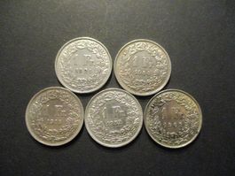 5 x 1.- Fr 1921-44-45-52-63  Superbes pièces Superbe qualité