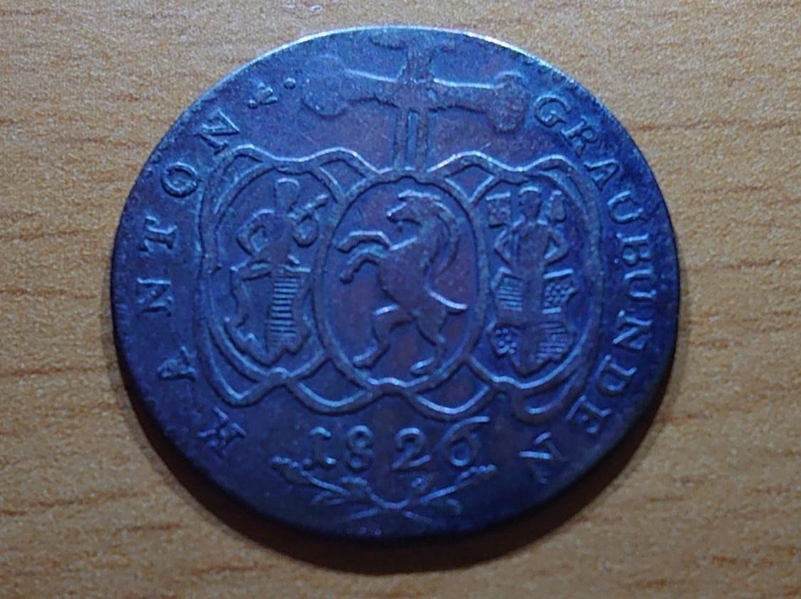 Tutti le monete: Graubünden: 1 Batzen 1826 – Usato da Pfungen venduto da Aguti77