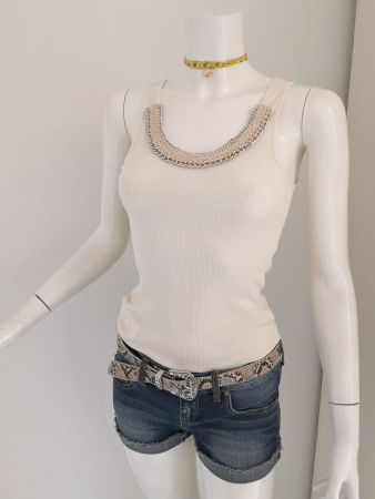 🤩MANGO TANK TOP ECRU GERILLT & KETTE NEU & D&G P.