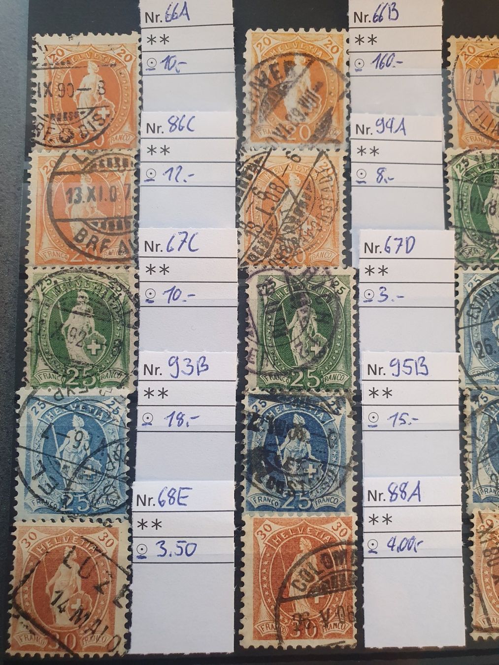 Tutti i francobolli: Lot Stehende Helvetia Kat. 2109.- – Usato da Balgach venduto da SIMEON27 2