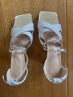 JJ’s House Sandalen Blockabsatz Silber Glitzer Gr. 40