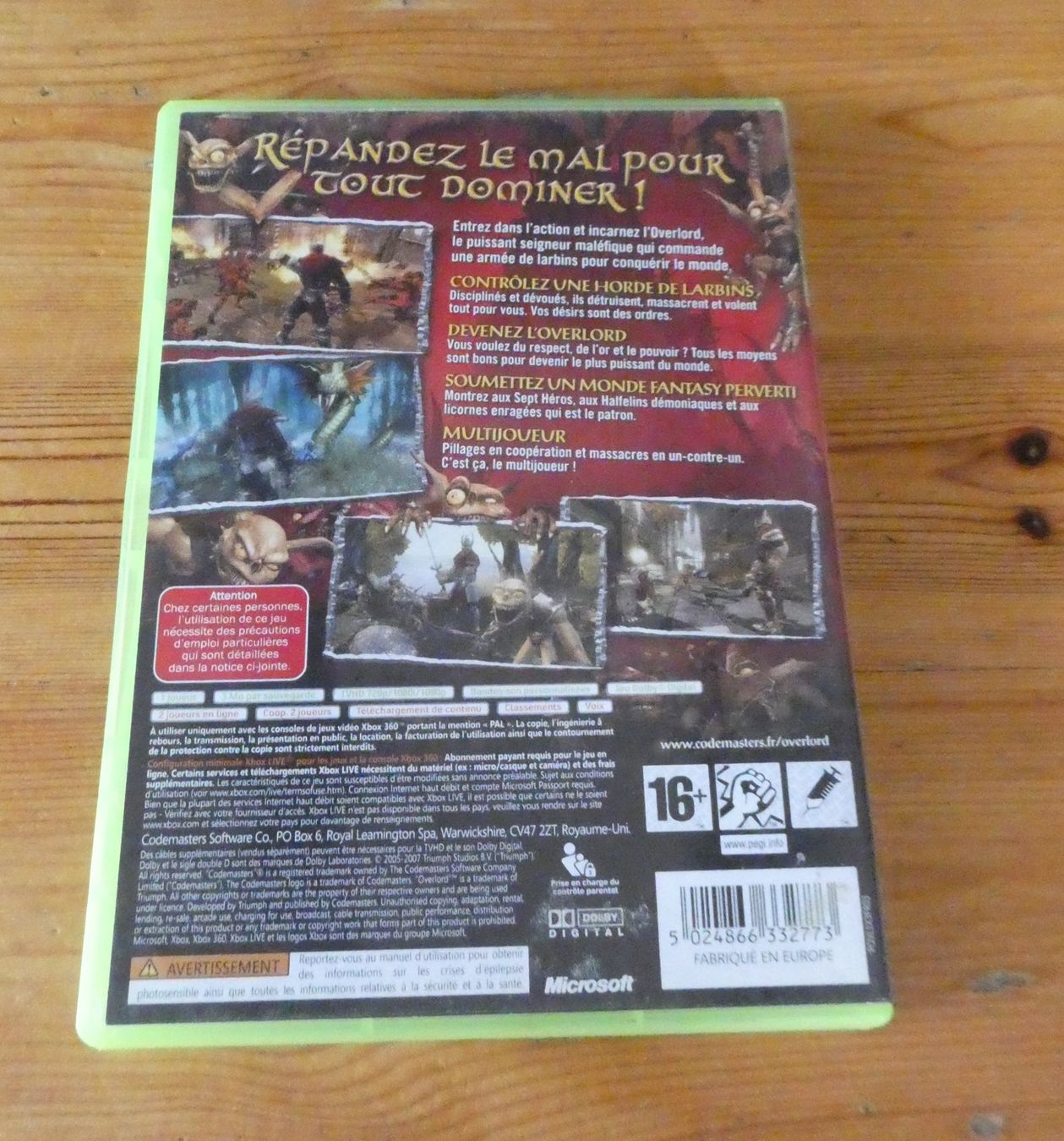 Giochi: Jeu Xbox 360 "Overlord"  FR, – Usato da Troistorrents venduto da Marion70 2