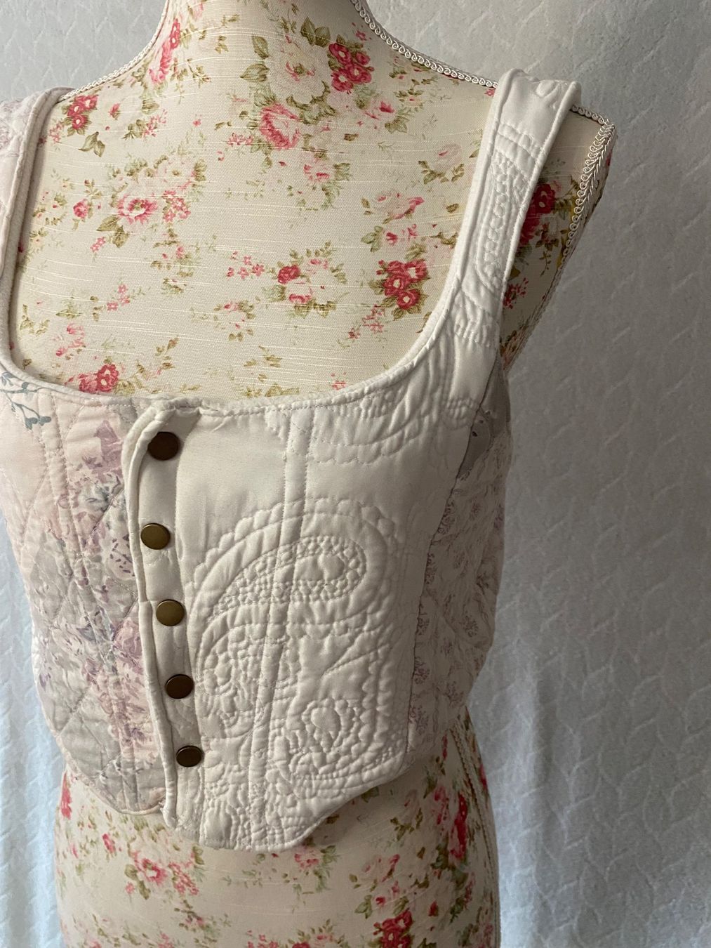 Top: Blumen Patchwork Korsett Top Grösse S/M Vintage Y2K Boho – Nuovo e nell'imballaggio originale da lommis venduto da inf_thv8 5