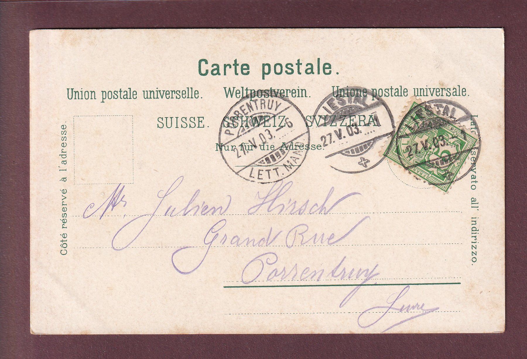 Cartes postales: Gruss aus LIESTAL - 1903 – D'occasion à Pully par nicecards 1