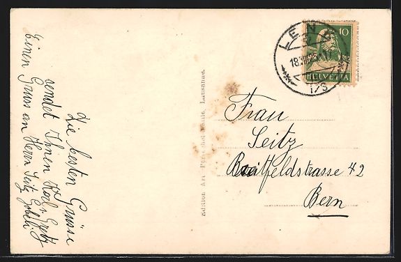 Ansichtskarten: AK Lenk, Teilansicht mit Kirche, 1925 – Gebraucht aus Berlin von bartko-reher 1