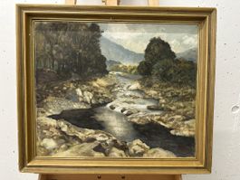 A.K. Werner, 1944, Flusslandschaft Gemälde