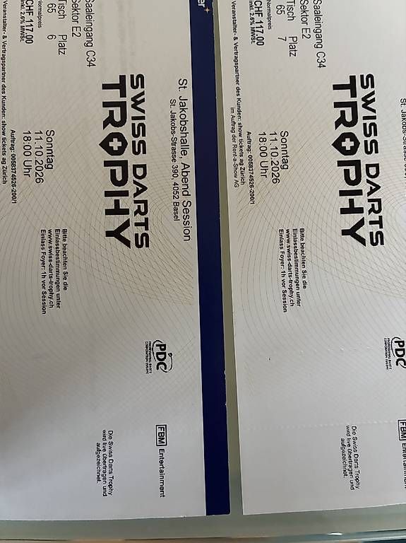 Tickets: PDC Dart Basel , Sonntag Finalspiele – Neu und originalverpackt aus Aarau von kro_g2sp