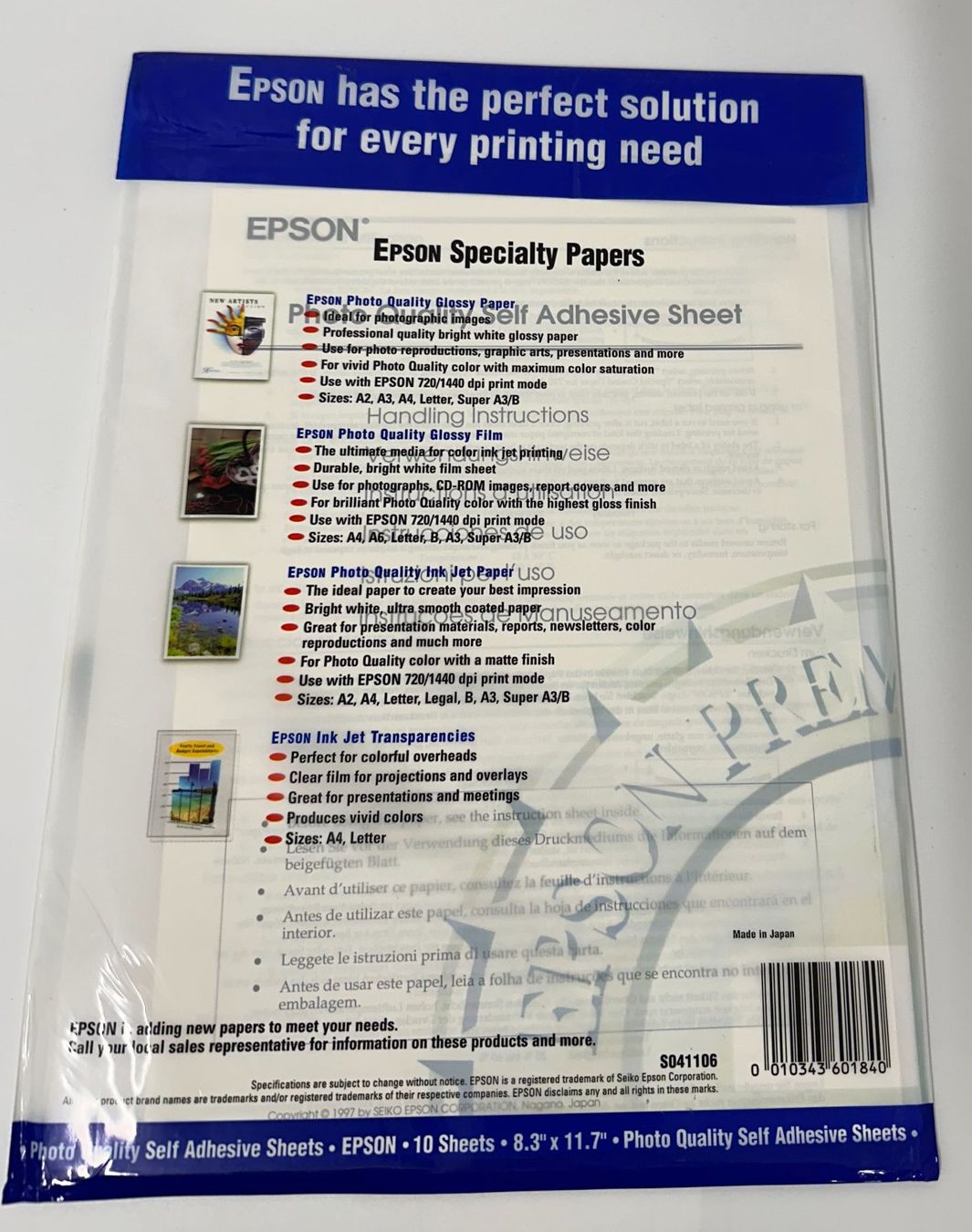 Epson Papiere: Epson Photo Quality Self Adhesive Sheets A4 – Neu und originalverpackt aus Dübendorf von TrimTrend 1