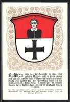 Opfikon, Wappen auf Blatt-Ornamenten, In