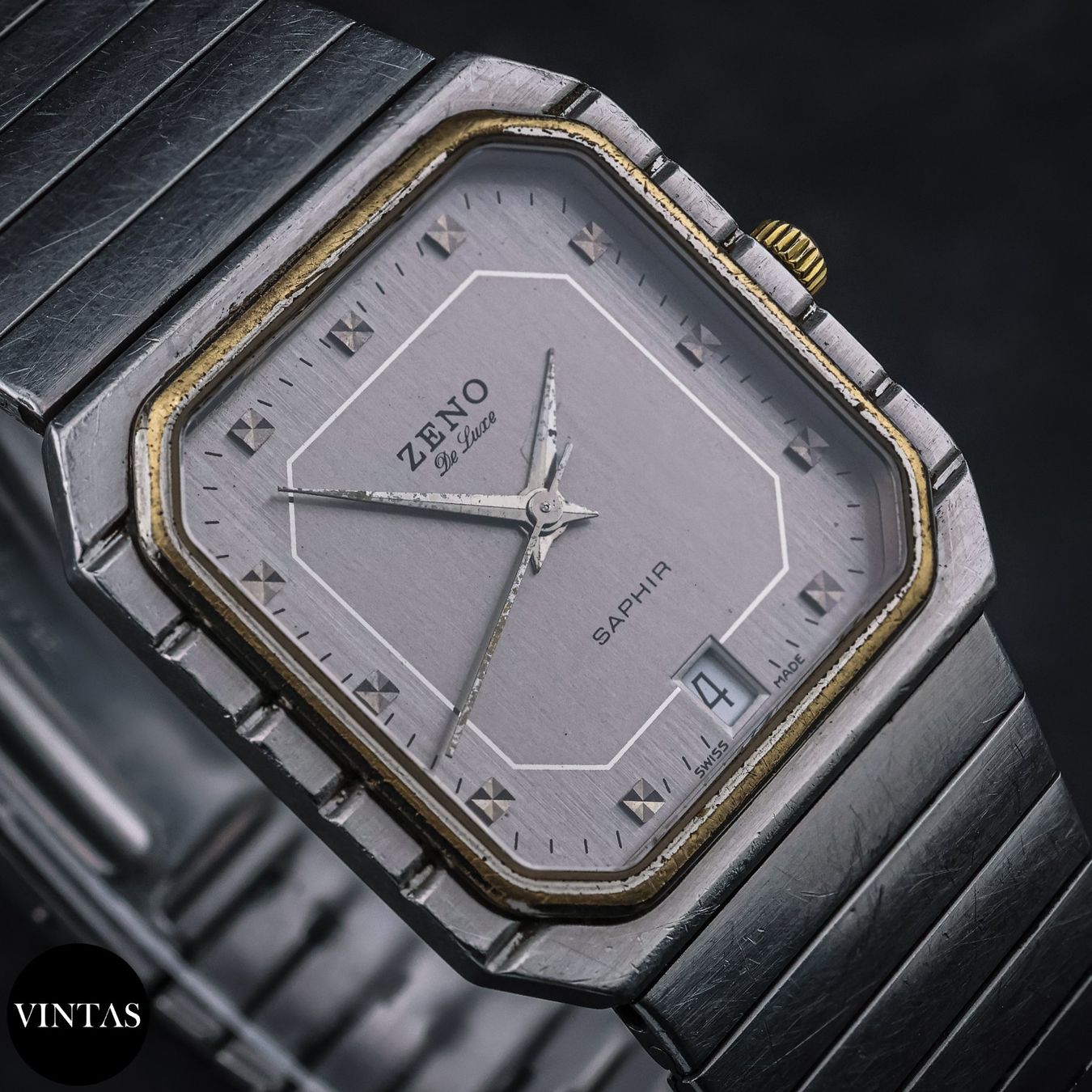 Zeno Orologi: Vintage Zeno De Luxe Saphir Caree – Usato da Zürich venduto da Vintas 5