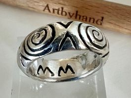 Silberring 925  Bandring tribal Spiralen massiv 12g Unikat