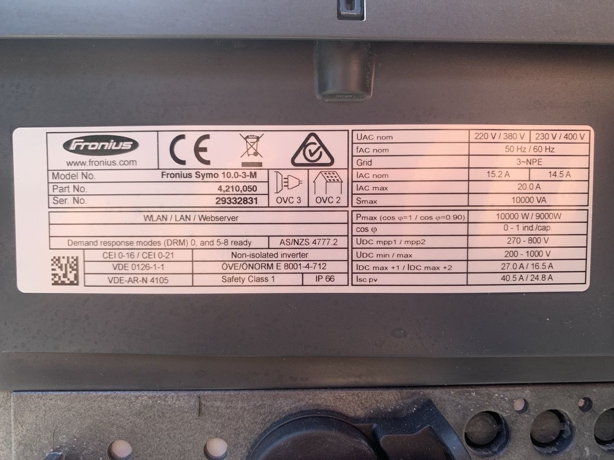 Fronius Inverter: Fronius Symo 10.0-3-M Funktionstüchtig – Usato da Luzern venduto da Adevonjohn 2