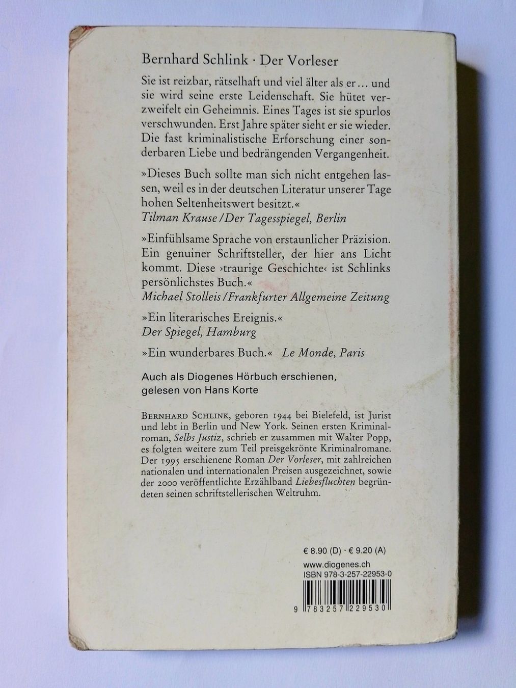 Bücher: Bernhard Schlink: Der Vorleser . Roman – Gebraucht aus Zürich von Flitzi2005 1