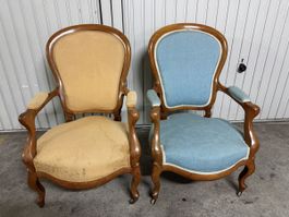 Lot de 2 Fauteuils crapaud style Louis Philippe en bois