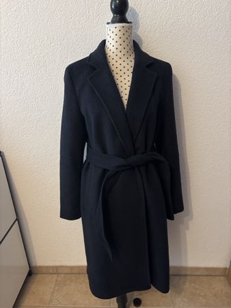 Féraud Paris belted wool coat, navy blue, size 38