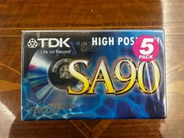 5x Leerkassette TDK SA-90EB 90min/TypII/NOS