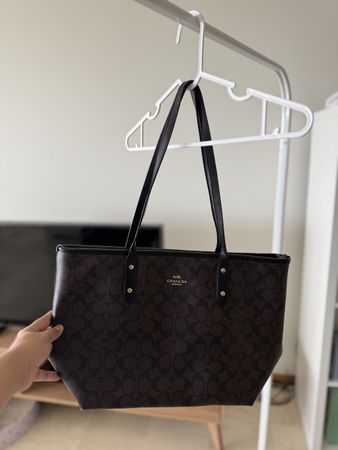 Coach Tote Bag Brown Monogram Used Condition