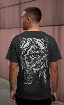 Tshirt XXL schwarz Herren Pyramide, Auge Punk-style XXL