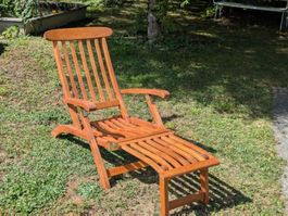 Bevan Teak Liegestuhl / Deckchair mit Fussstütze
