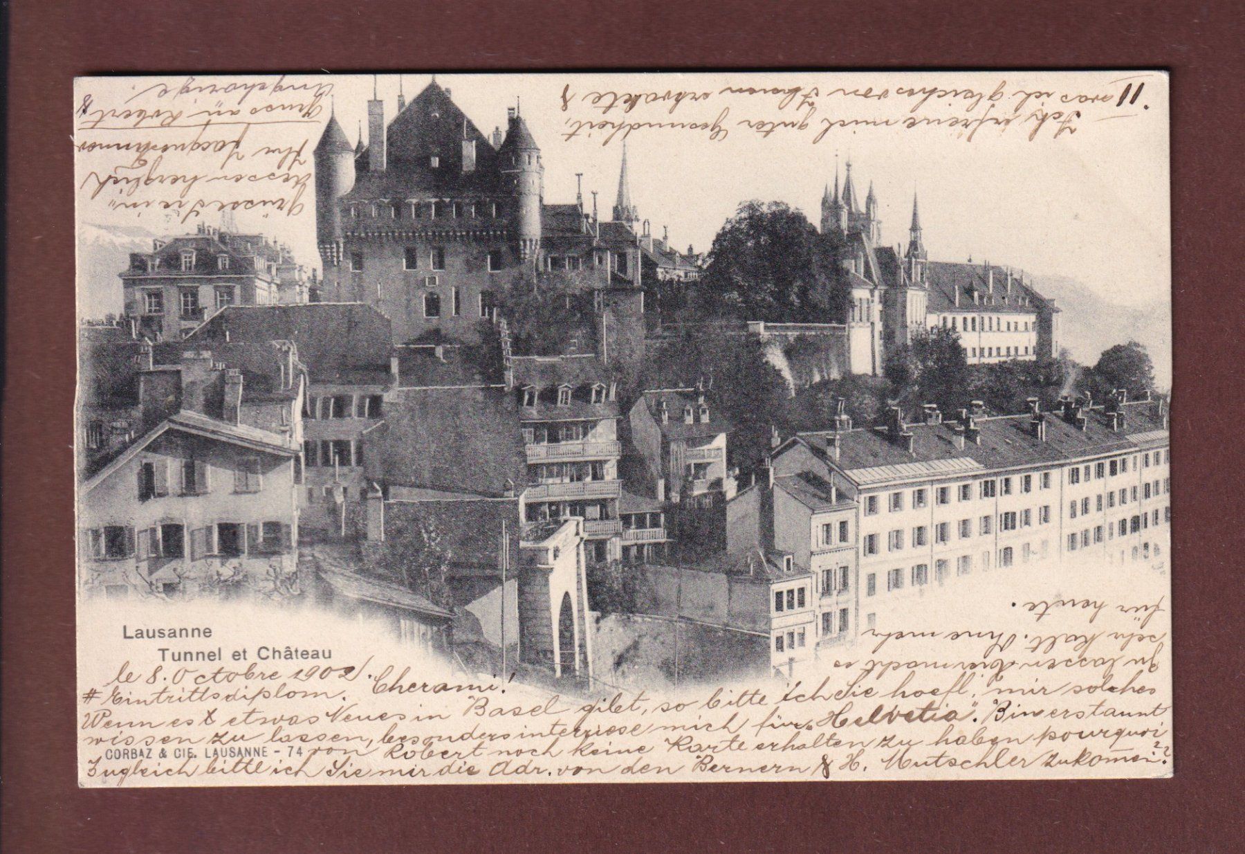 Cartoline postali: LAUSANNE - Tunnel et Château - 1902 – Usato da Pully venduto da nicecards