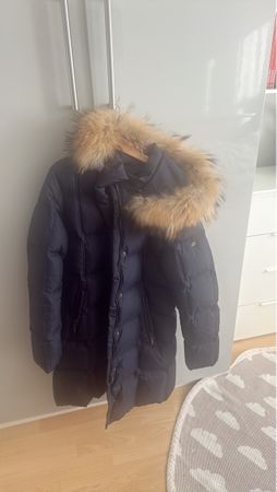 Eddipen Winterjacke mit Echtpelzkragen, Grösse xs/sNavy Blau