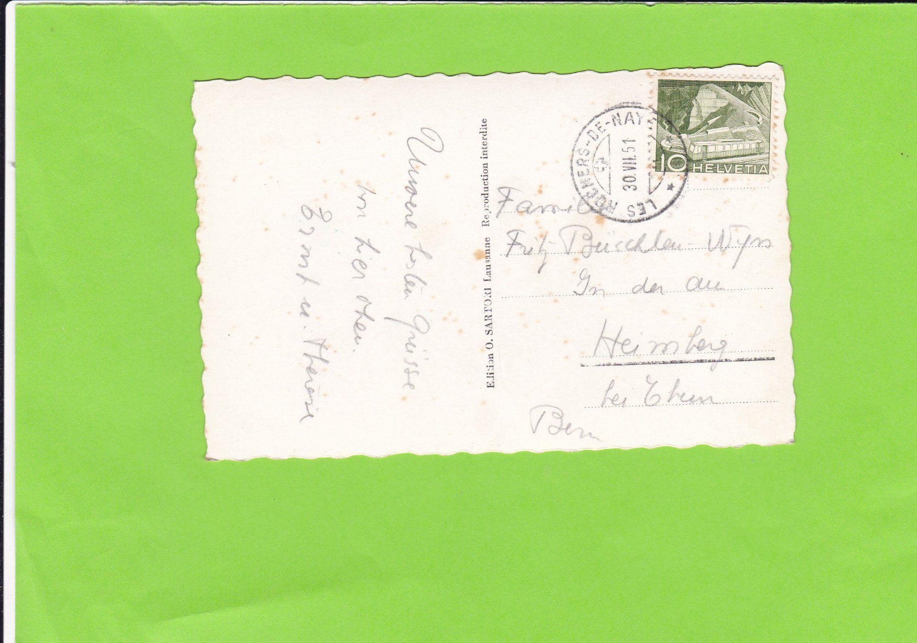 Cartoline postali: Rochers de Naye – Usato da St. Peterzell venduto da neckertal 1