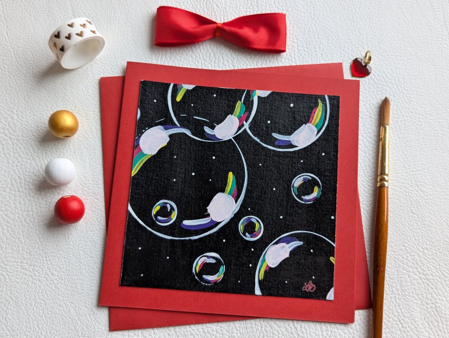 Cartoline: Handgemachte Geburtstagskarte, Bubbles-Karte – Nuovo e nell'imballaggio originale da Winterthur venduto da LaVieColor