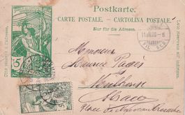 Mühlhausen - Basel   BS  -   Postkarte   um 1900 (Frankatur)
