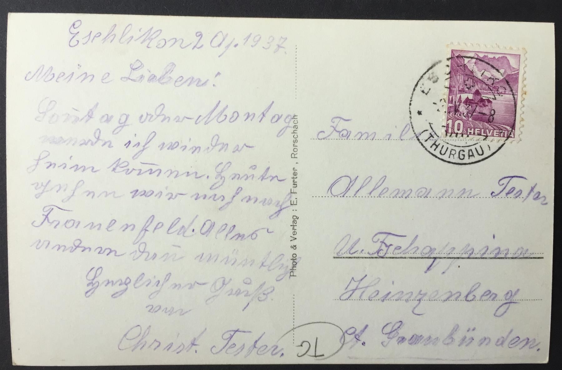 Cartes postales: ESCHLIKON Altes Schulhaus – D'occasion à Jona par philajona 1