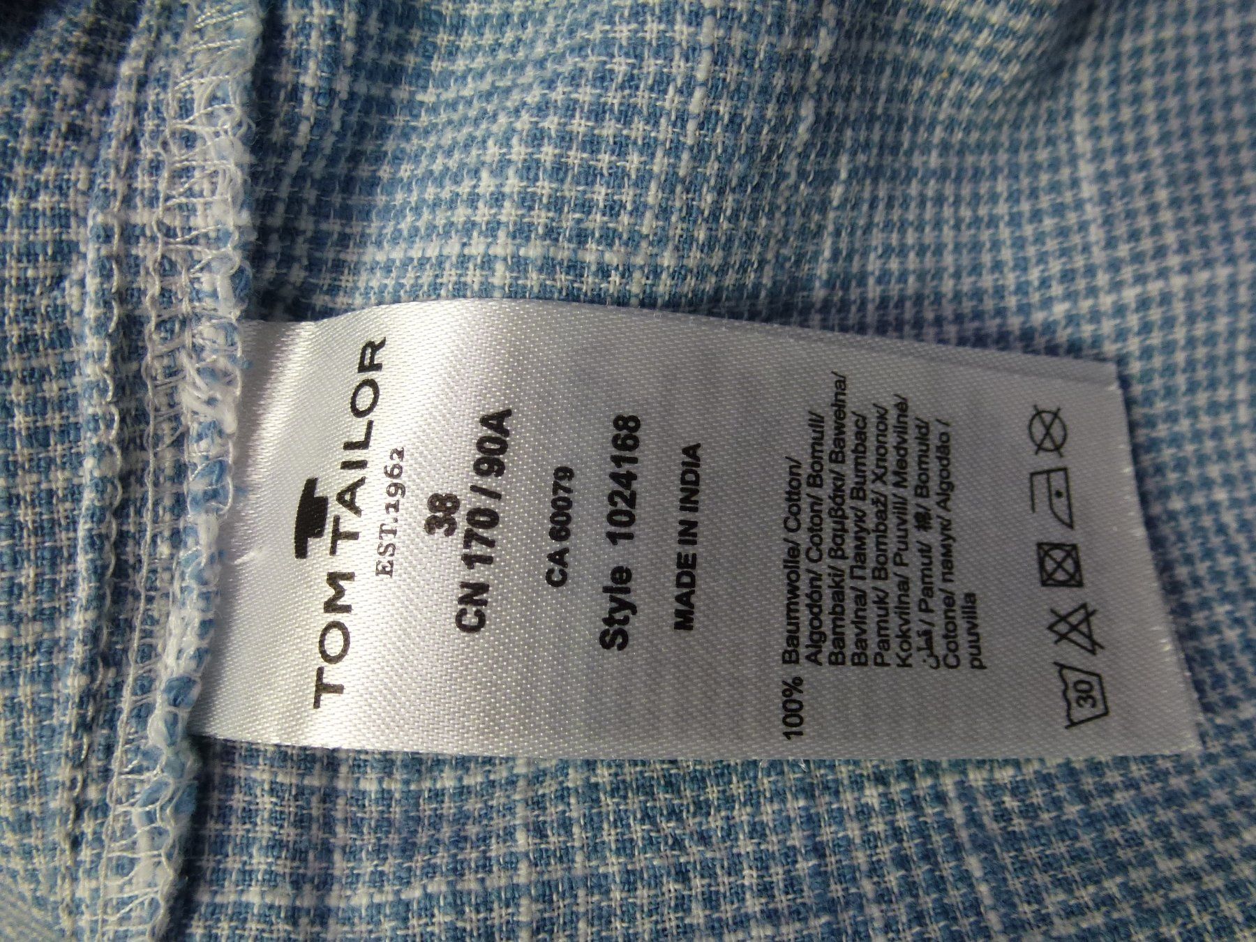 Tom Tailor Camicette: TOM TAILOR HEMDBLUSE LONG GR 38 HELLBLAU WEISS KARO NEU – Nuovo (secondo la descrizione) da Kreuzlingen venduto da ang_7k8d 5