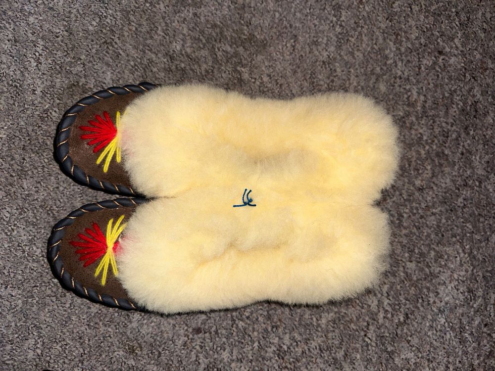 Lammfell Leder Merino Hüttenschuhe Mokassin Hausschuhe Pantoffeln Gr.36