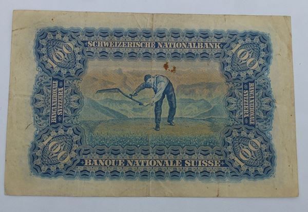 Banconote: ++ 100.- Franken 1. April 1924 – Usato da Walkringen venduto da Casablanca777 1