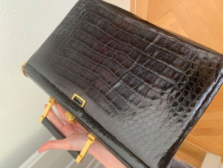 Magnifique sac  vintage crocodile croco noir