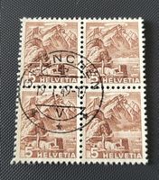 Viererblock Vollstempel Grenchen briefmarke