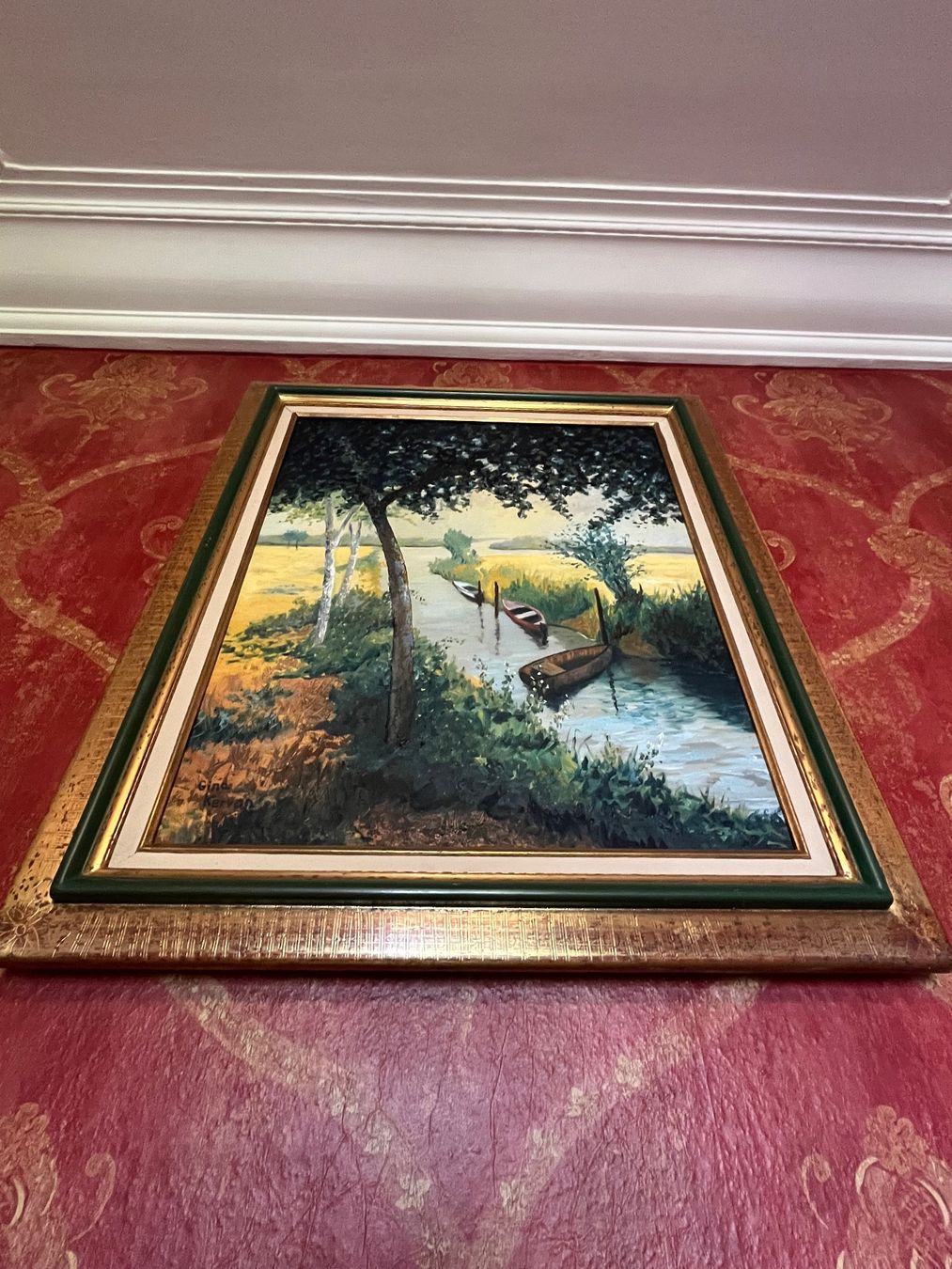 Gemälde: Tableau Paysage Rivière Bateaux GINA KARVAN – Gebraucht aus GENEVE von hehakasapa 6