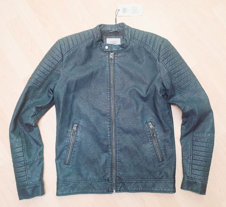 Jack & Jones Herren Kunstlederjacke Grün Gr. S Neu