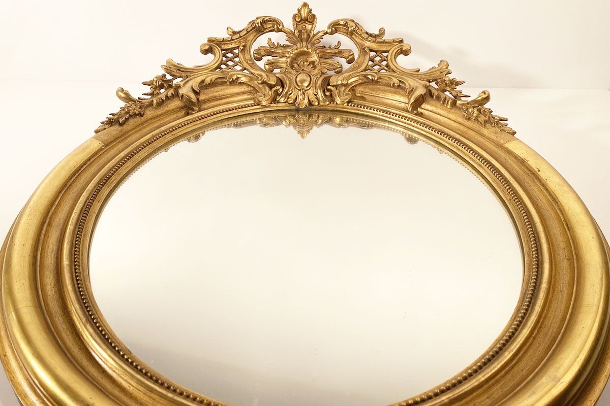 Spiegel: Alter Prunk Spiegel oval Goldrahmen – Gebraucht aus Ballwil von ClassicGallery 3