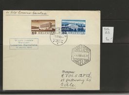 Enveloppe 1er vol Locarno Barcelona 1940 avec 212 et 213