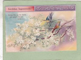 Kitsch Religion Vögel Blumen Segenswunsch 1915