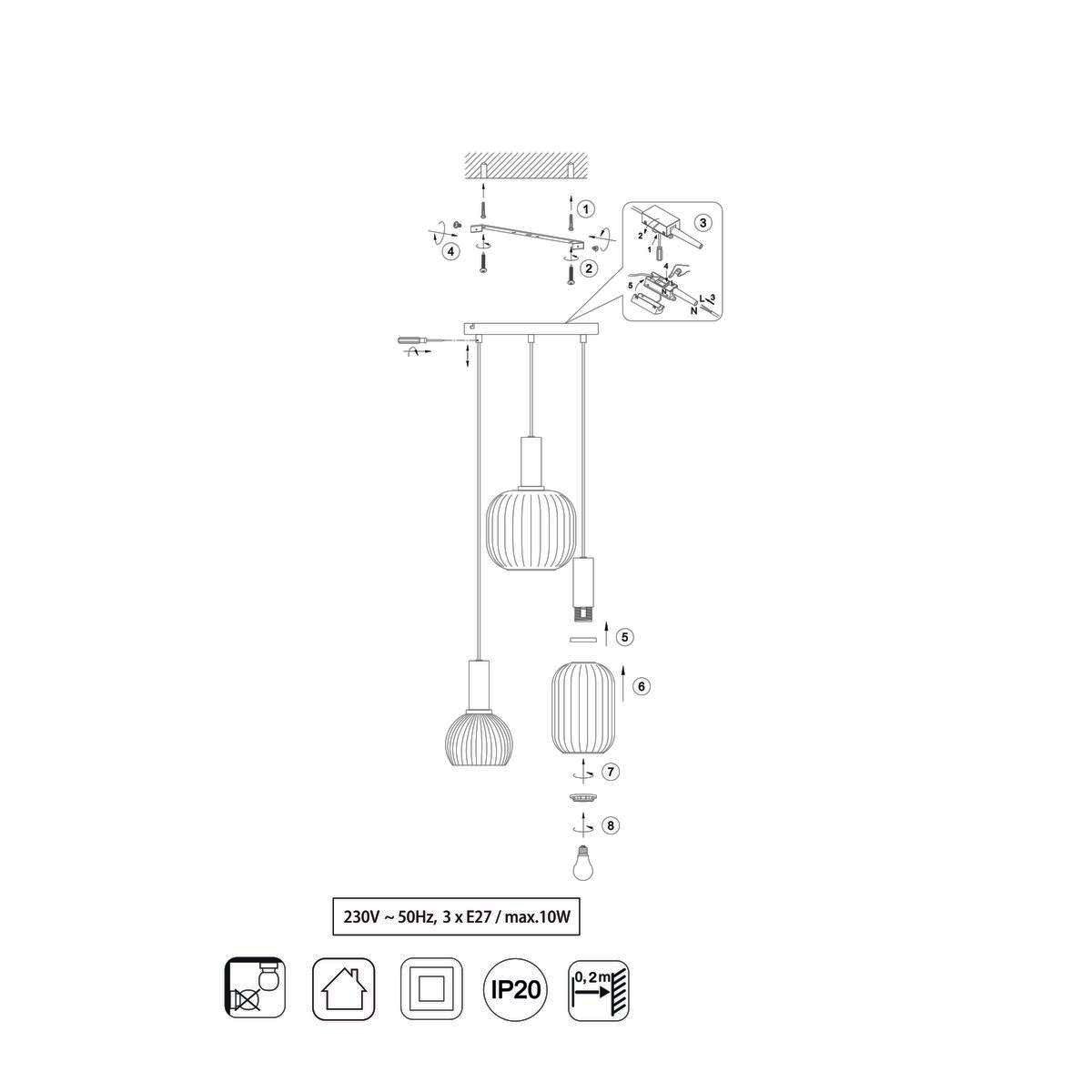 Kronleuchter & Deckenlampen: Pendelleuchte, Metall, Glas, 30 cm Ø – Neu (gemäss Beschreibung) aus Kreuzlingen von Smart-Light 9