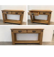 Wooden Console Table with 2 Drawers and Shelf Good Condition
