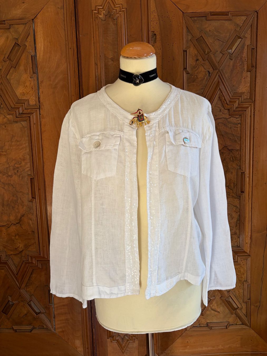 Giacche: Jacke  100% Leinen mit wunderschöner Vintage-Brosche – Usato da Interlaken venduto da Bona55 1