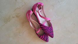 Ballerines roses et noires à rayures, pointure 39, état neuf