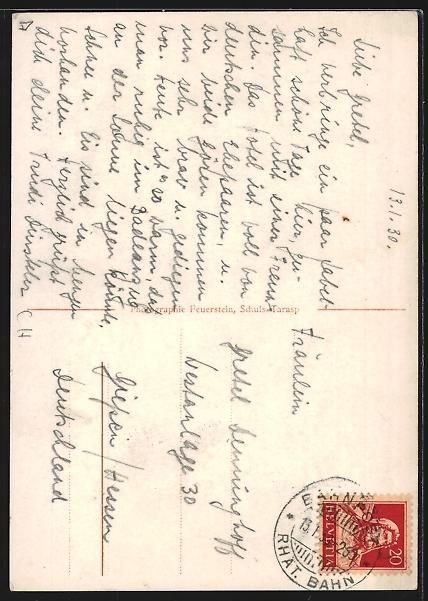 Cartoline postali: Zuoz /Engadin, Ortspartie mit Blick auf  – Usato da Berlin venduto da bartko-reher 1