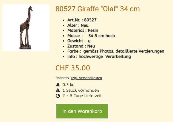 Figuren: Afrika Figur 80527 Giraffe  , NEU – Neu und originalverpackt aus Hagenbuch ZH von cougar1 1